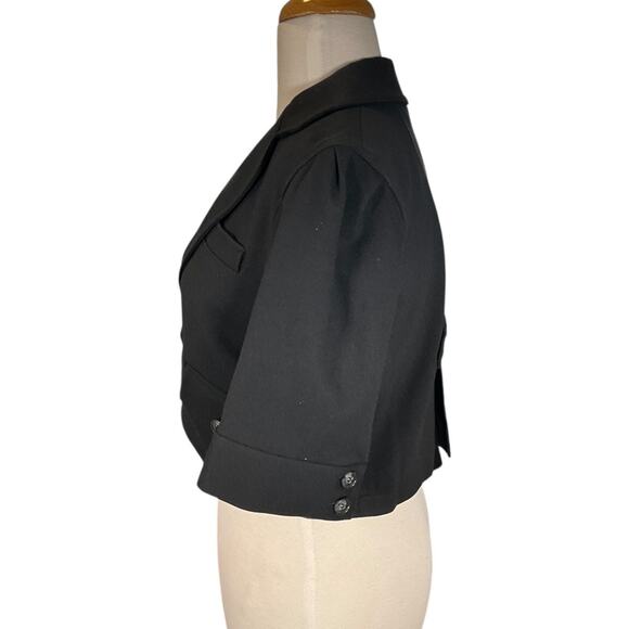 Theory Black Cropped Blazer Size Medium – Y2K Minimalist Stretch Jacket Pockets - Picture 3 of 10